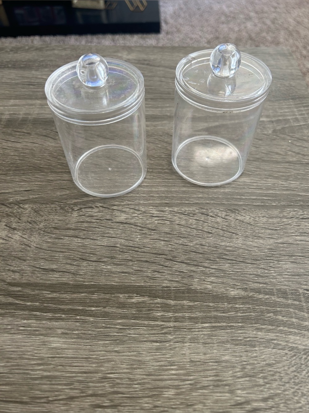 Clear Acrylic Small Storage Jars with Lids (Set of 2)